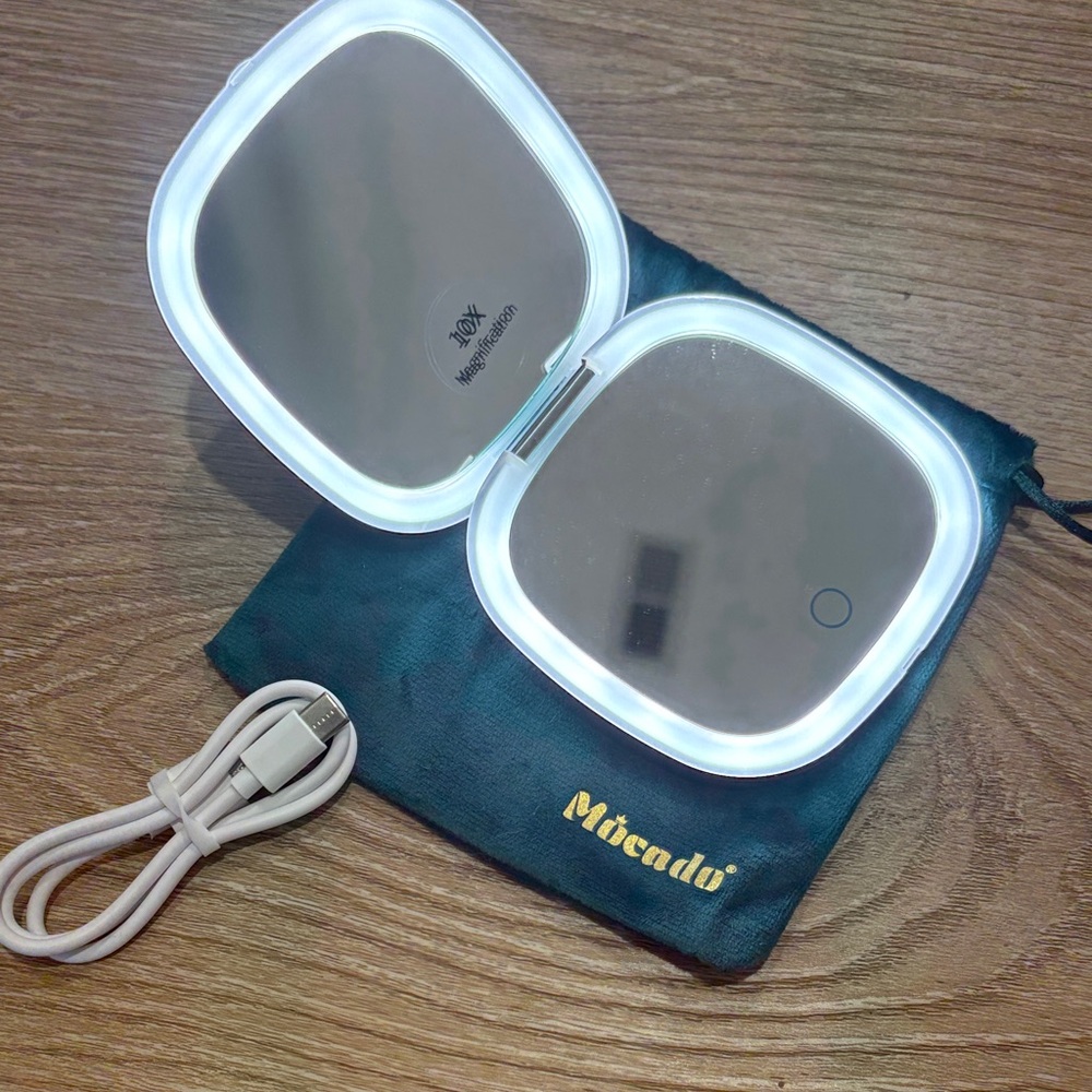 Lighted Compact Travel Vanity Mirror - White LED